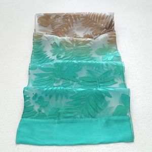 Kavita 100% Silk Aqua Painted Long Scarf In Teal, Sky Blue & Earth Tone Browns